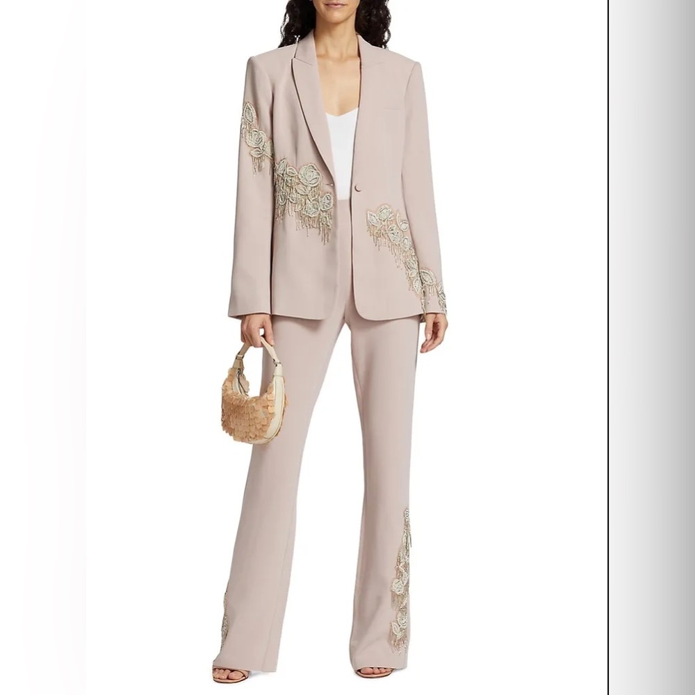 NWT $795 CINQ A SEPT Candace Crepe Floral Embroidered Jacket Blazer - Picture 5 of 13